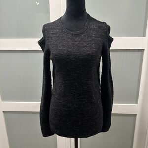 Current Elliott Cold Shoulder Knit Sweater Charcoal Black Long Sleeve Top - 0 XS